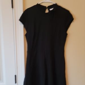 New York & Company Black Cotton Tie Dress With Pockets Size L